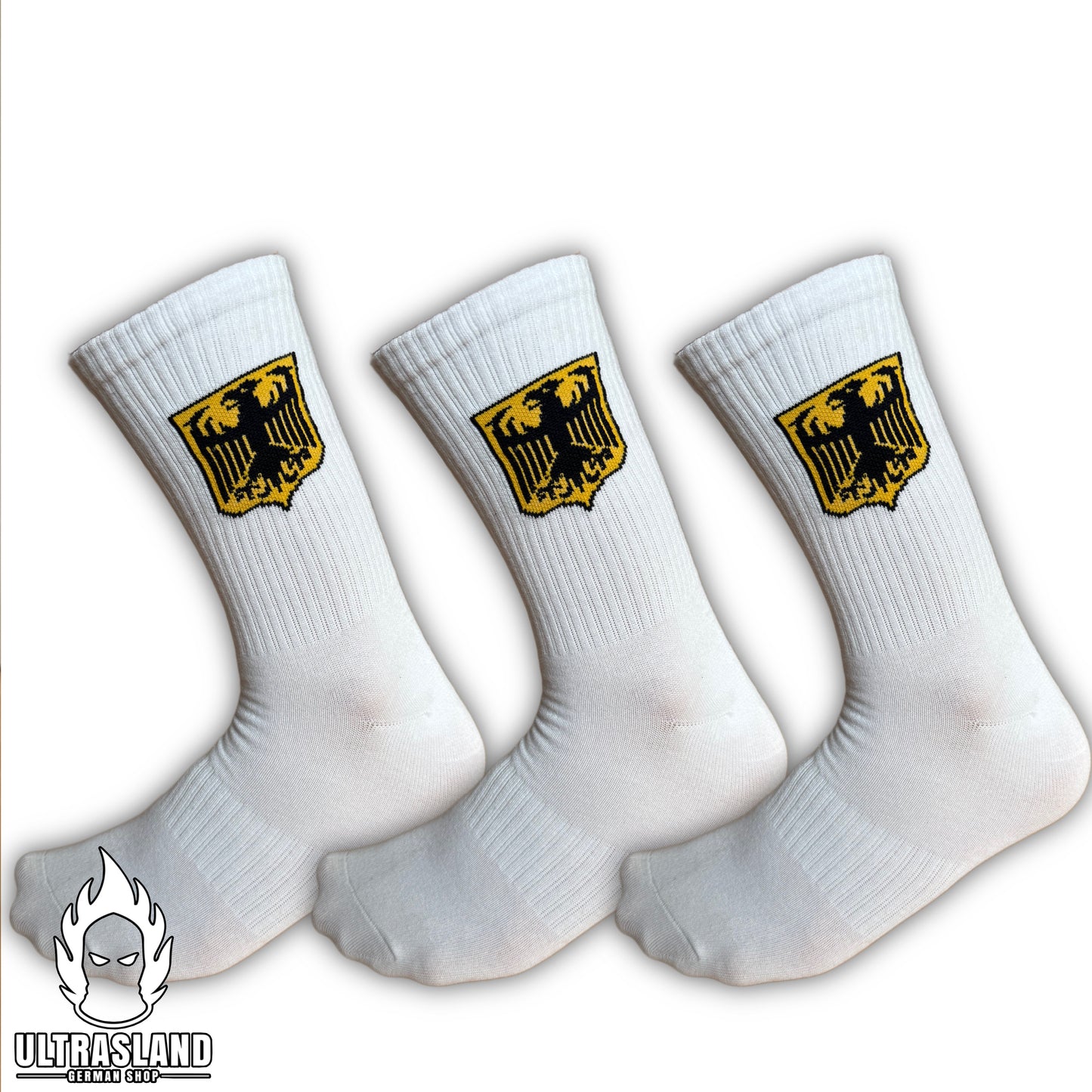 Deutschland Socken Weiß mit Adler Gelb