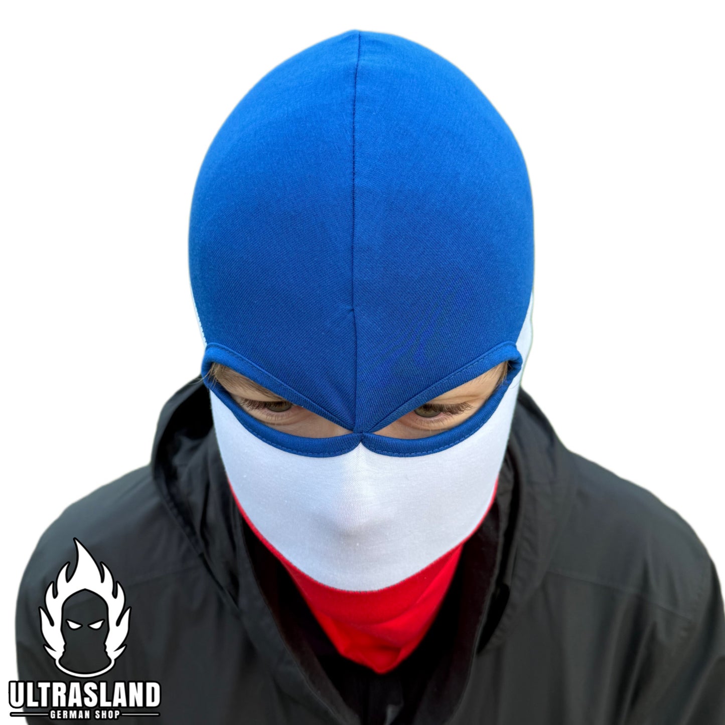 Blau Weiß Rote Sturmhaube - Baumwolle