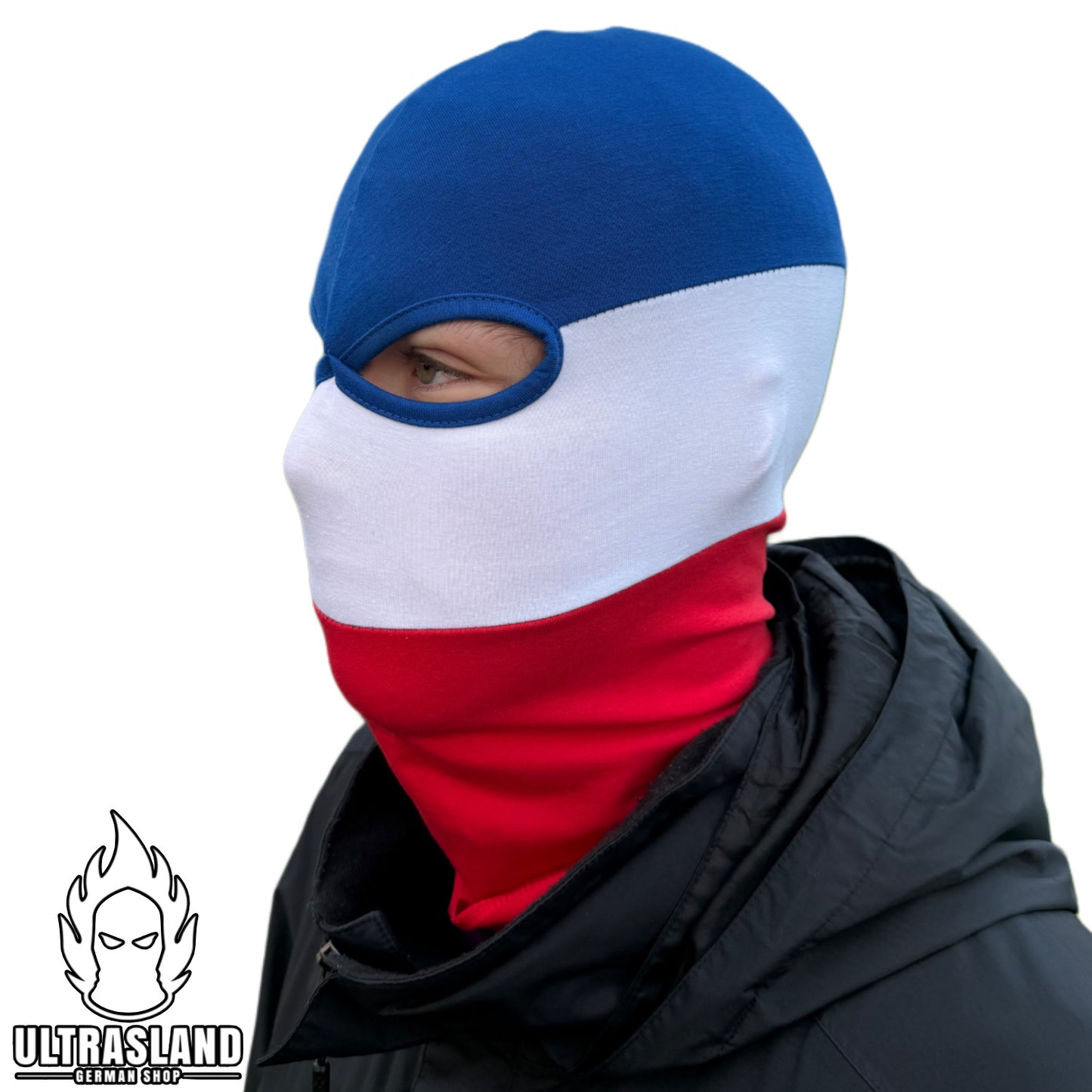 Blau Weiß Rote Sturmhaube - Baumwolle