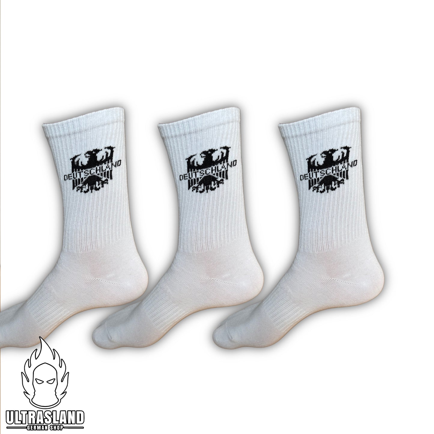 Deutschland Socken Weiß mit Adler & Deutschland Schriftzug