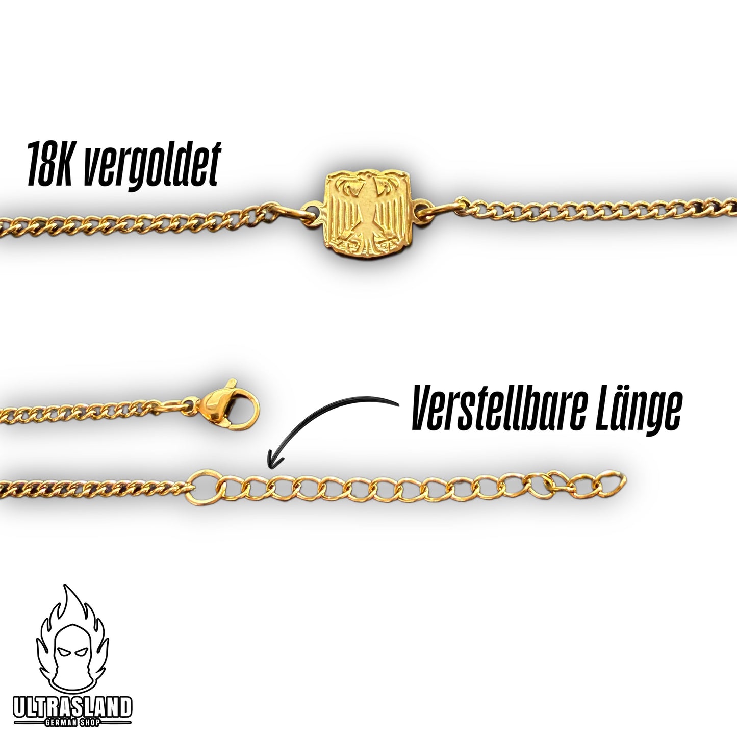 Bundle: Deutschland Adler Halskette & Armband aus Edelstahl – Silber oder 18K vergoldet | 10 % Rabatt