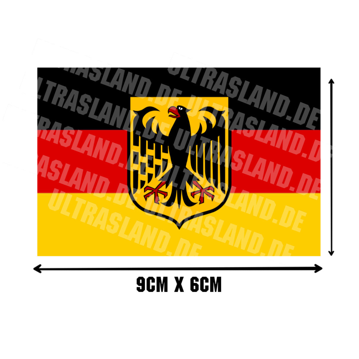 Deutschland Sticker mit Adler und Größenangabe 9 × 6 cm