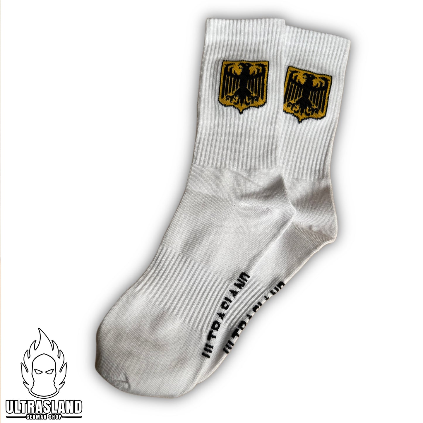Deutschland Socken Weiß mit Adler Gelb
