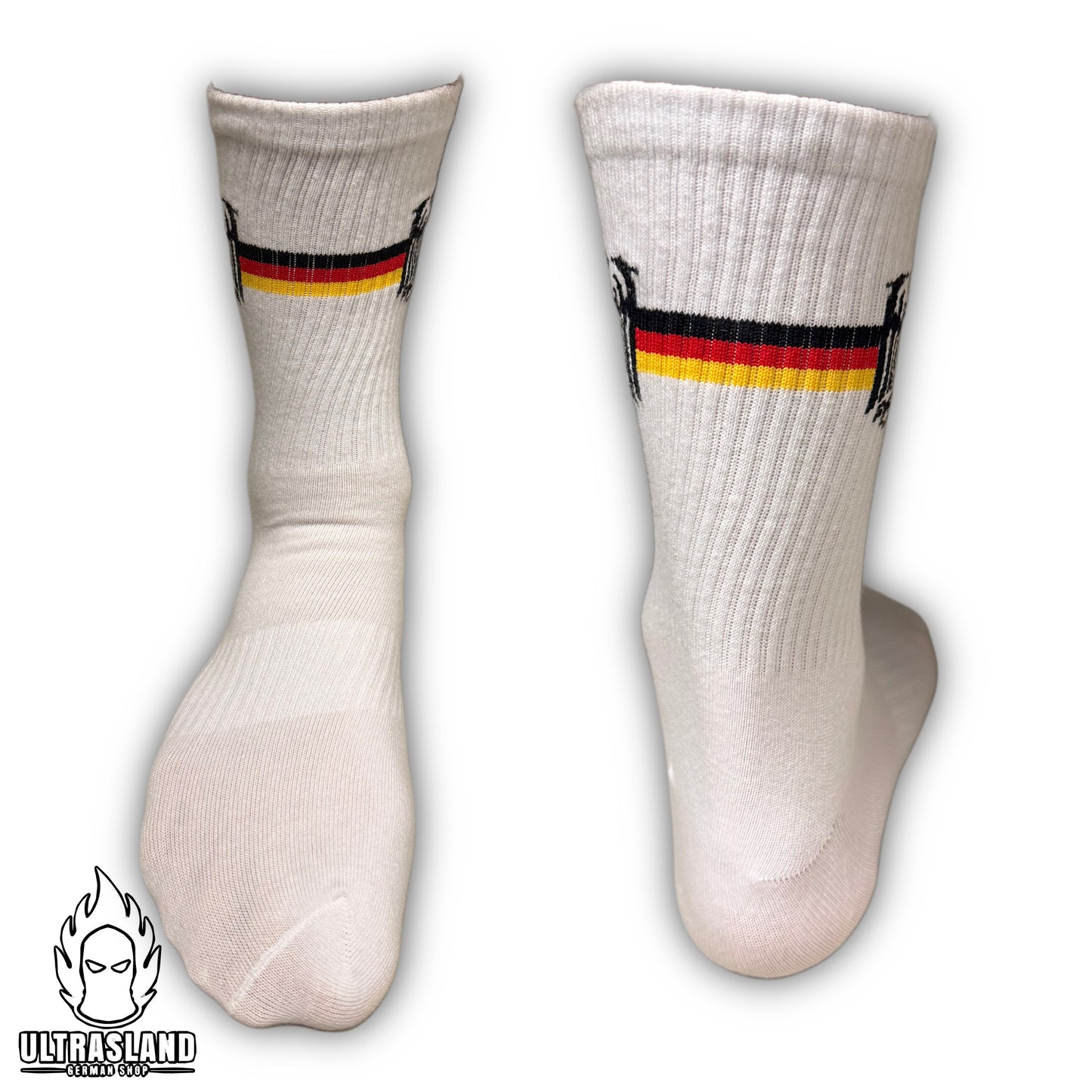 Deutschland Socken Bundle – Schwarz + Weiß mit Deutschlandfarben – 2 Paar – 15 % Rabatt