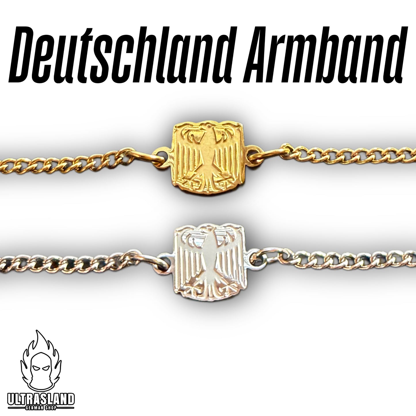 Deutschland Adler Armband Edelstahl – Silber oder 18K vergoldet, größenverstellbar