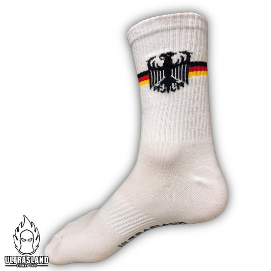 Deutschland Socken Weiß – Deutschlandflagge und Adler