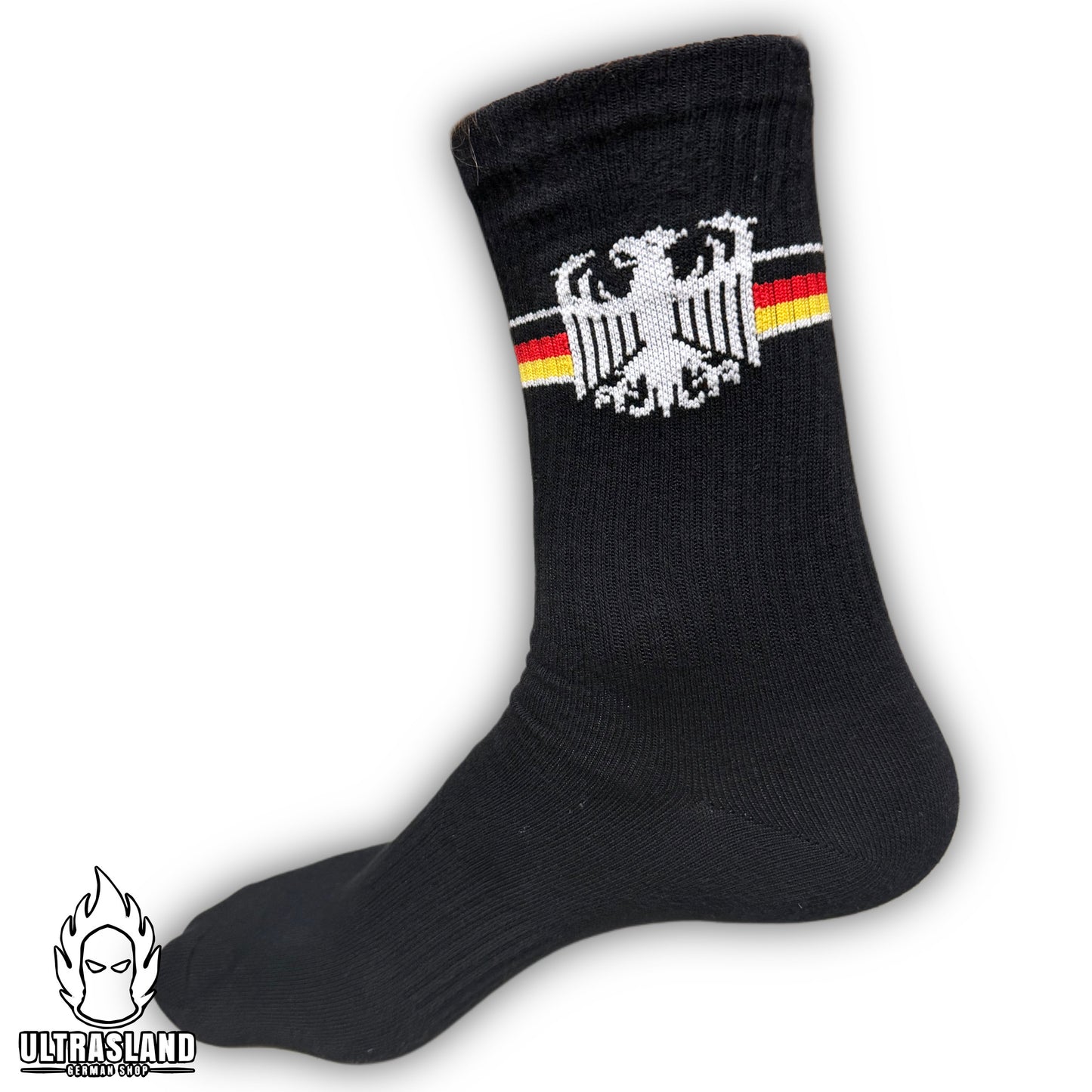 Deutschland Socken Bundle – Schwarz + Weiß mit Deutschlandfarben – 2 Paar – 15 % Rabatt