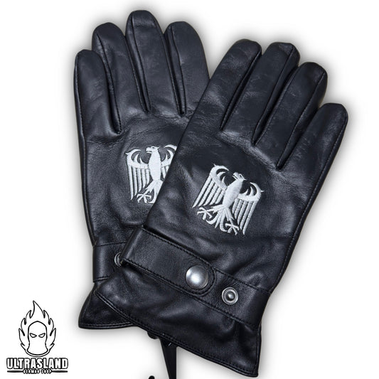 Echtleder-Handschuhe aus Schafsleder mit Adlerstickerei & 2 verstellbaren Knöpfen