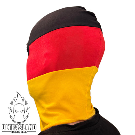 Rückansicht der Deutschland Balaclava in Schwarz-Rot-Gold