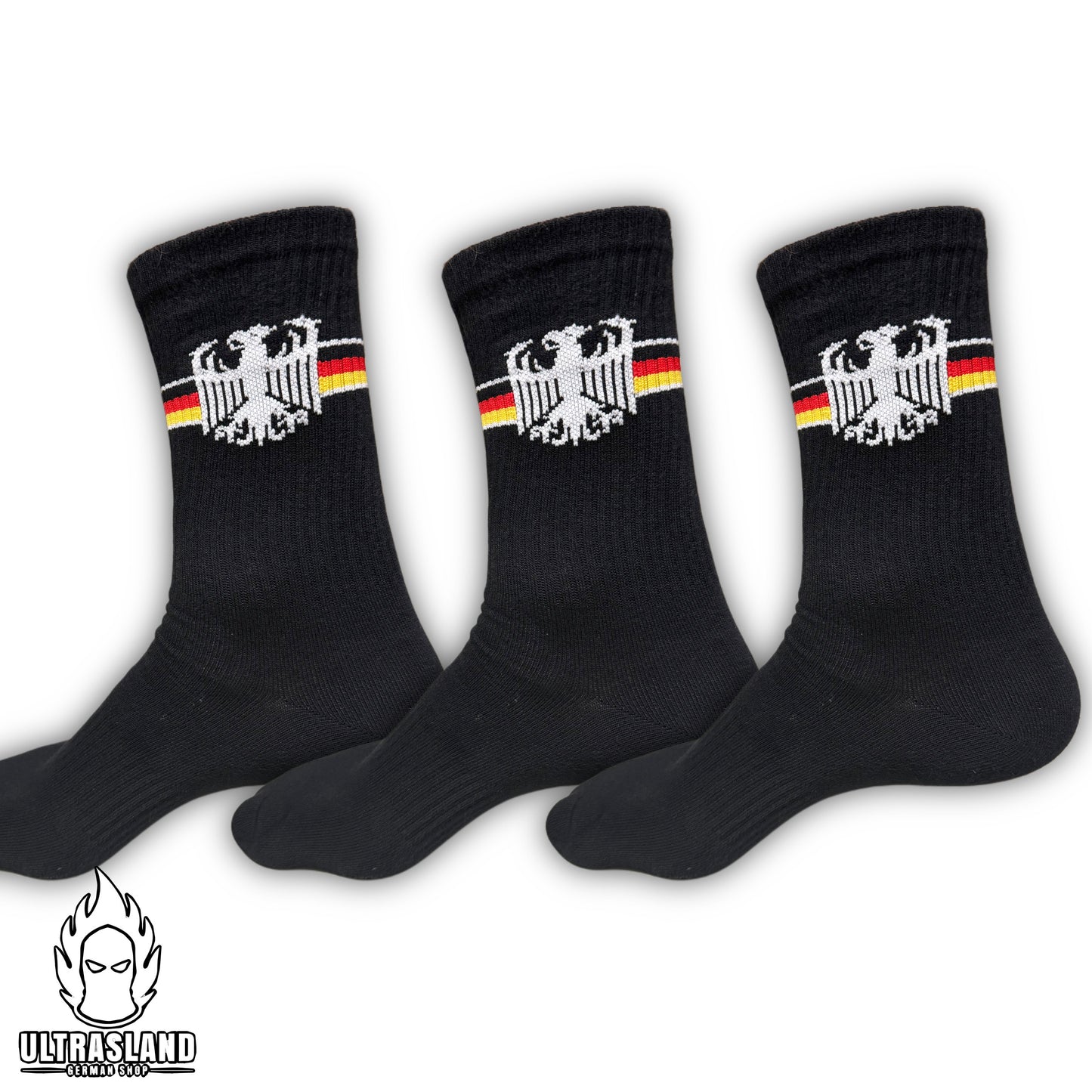 Deutschland Socken Schwarz – Deutschlandflagge und Adler