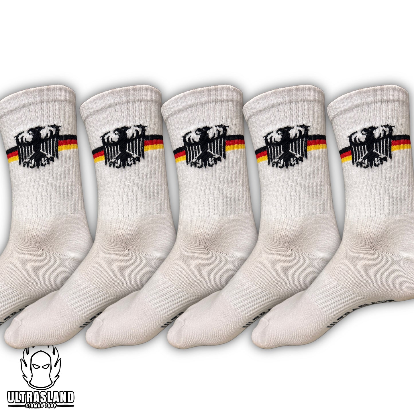 Deutschland Socken Weiß – Deutschlandflagge und Adler