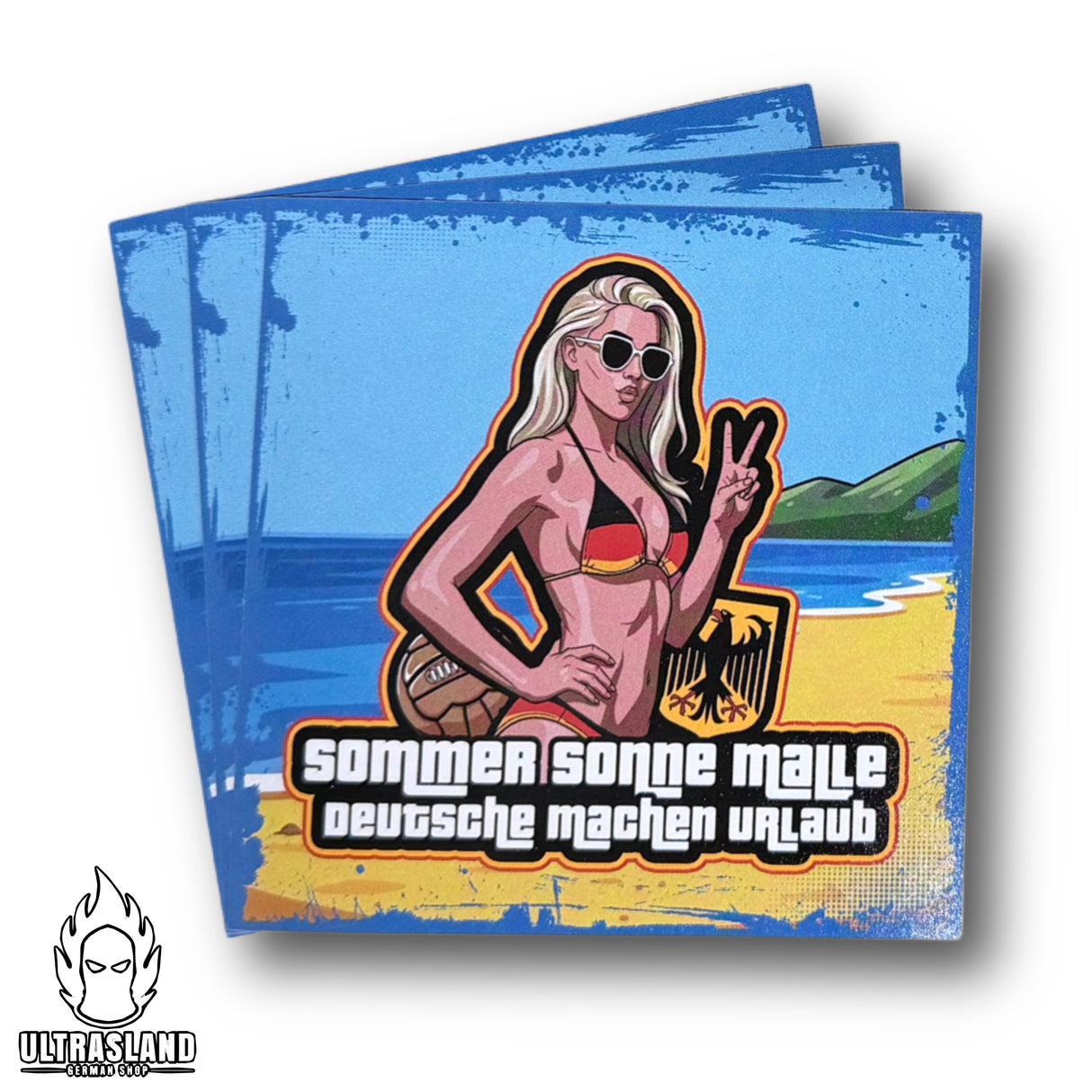 Malle Aufkleber „Sommer Sonne Malle - Deutsche machen Urlaub“ Party Sticker