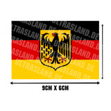 Deutschland Sticker mit Adler und Größenangabe 9 × 6 cm
