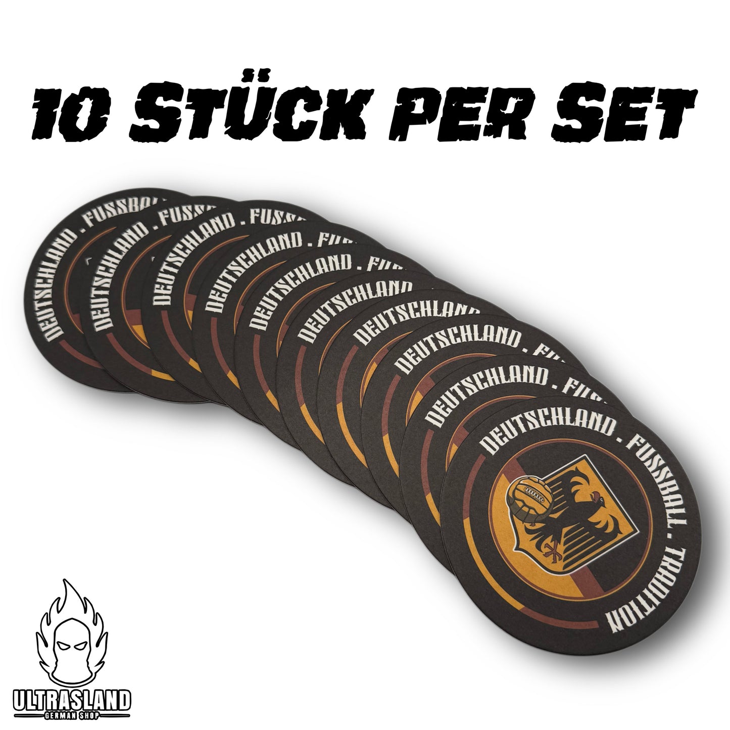 Deutschland Bierdeckel 10er-Set - Getränke Untersetzer mit Adler-Motiv