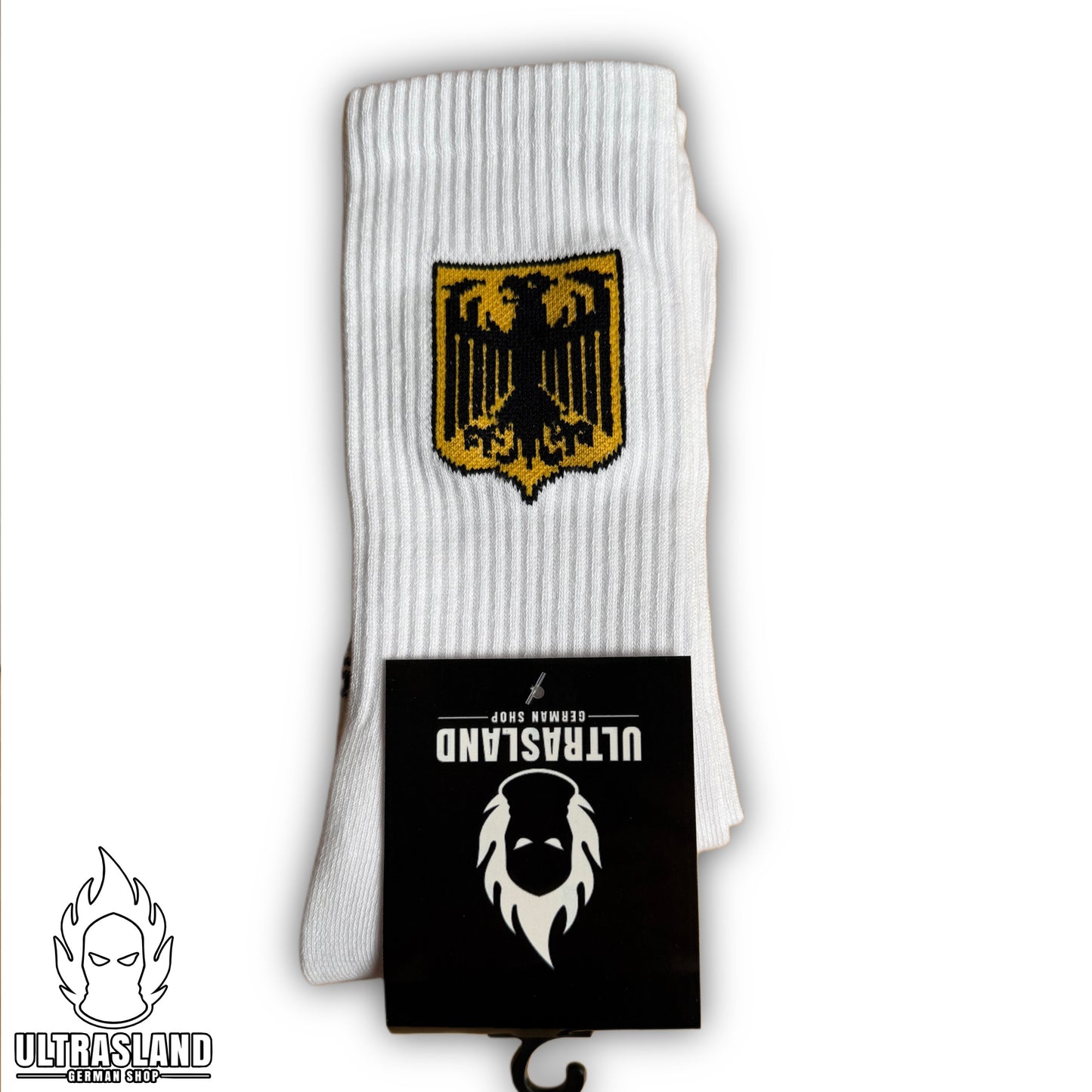 Deutschland Socken Weiß mit Adler Gelb