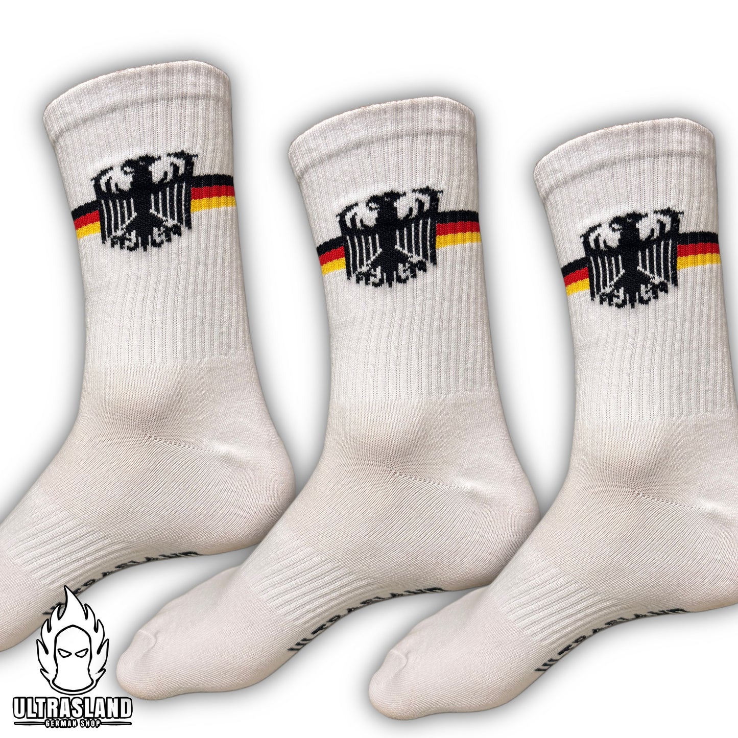 Deutschland Socken Weiß – Deutschlandflagge und Adler